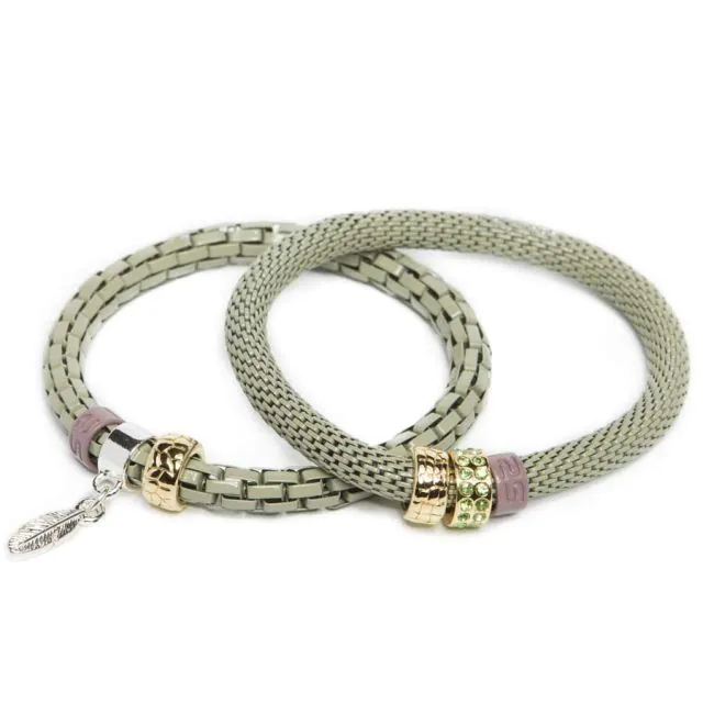 Silis The Snake Strass Gasping Green & Feather Charm
